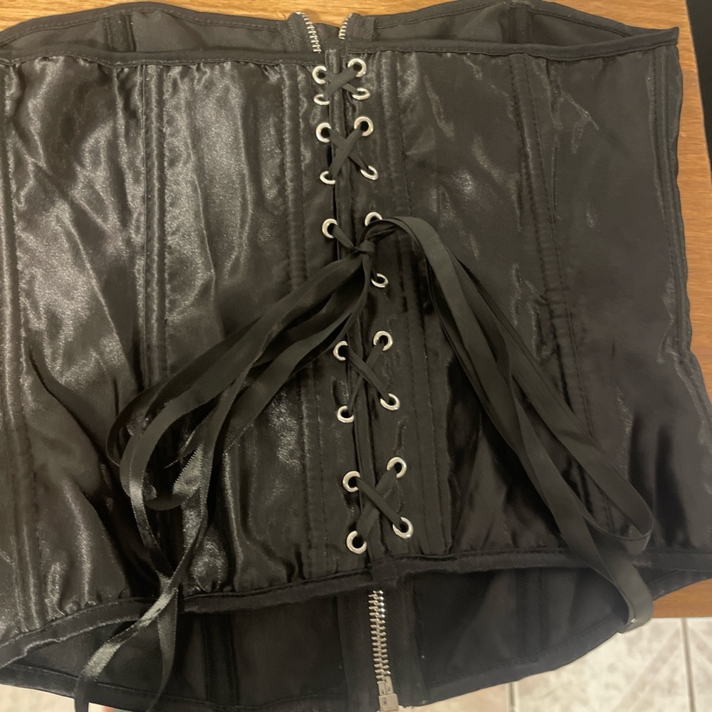 Black Lace-Up Corset Top